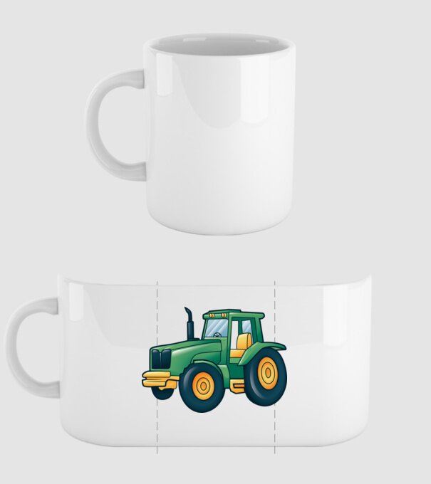 Desen Tractor model alb pe tricou