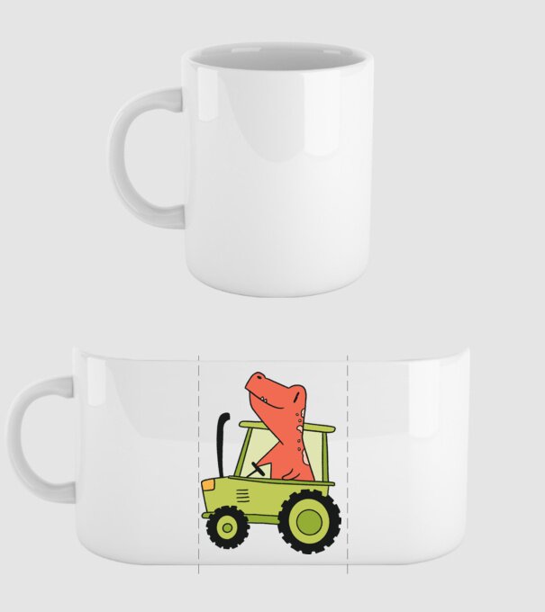 Tractor dinozaur model alb pe tricou