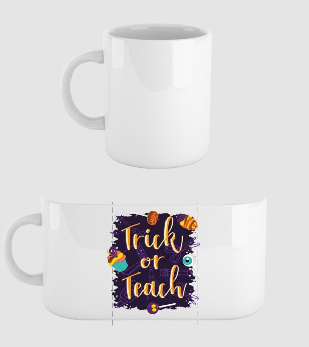 Trick or Teach Halloween pentru profesori model alb pe tricou