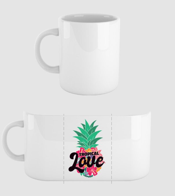 Ananas Tropical Love model alb pe tricou