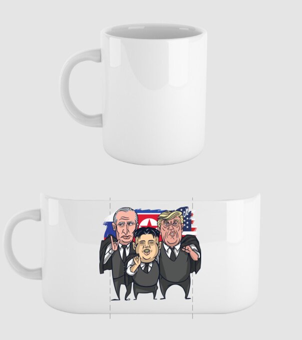 Trump, Putin, Kim - trei prieteni buni model alb pe tricou