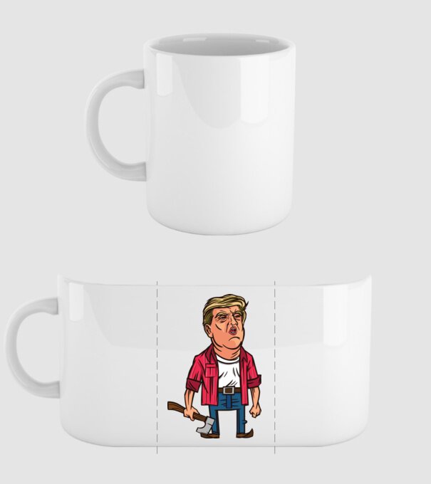 Trump tăietor de lemne model alb pe tricou