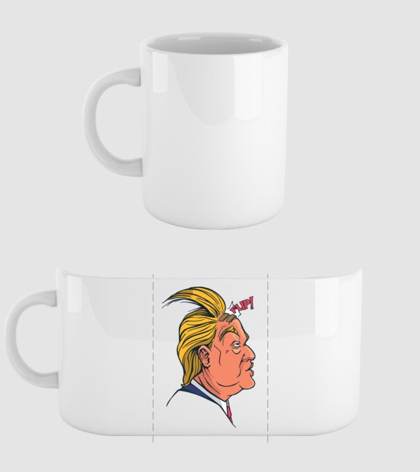 Trump Păr model alb pe tricou
