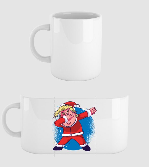 Trump Moș Crăciun dans DAB model alb pe tricou