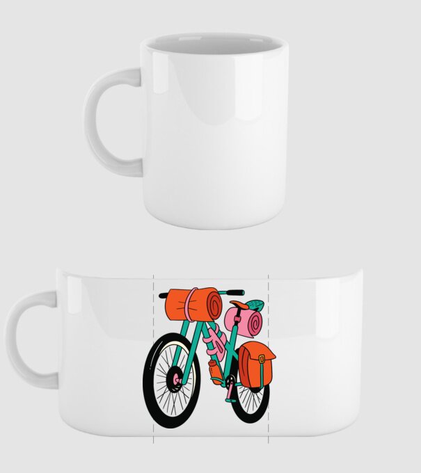 Bicicletă Drumeție model alb pe tricou