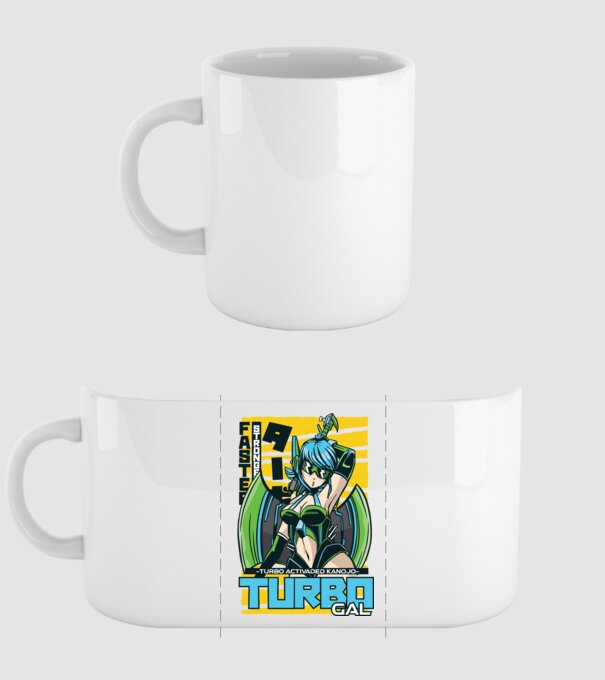 Turbo Gal Anime model alb pe tricou