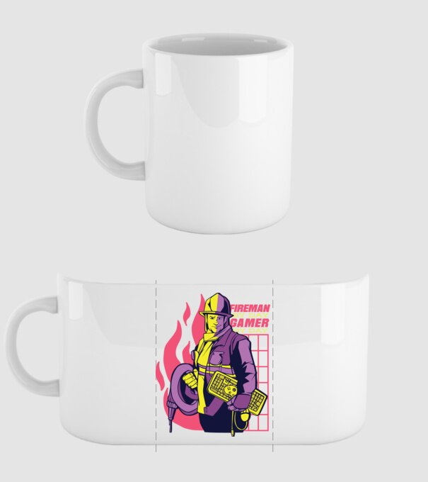Pompier ziua, Gamer noaptea model alb pe tricou