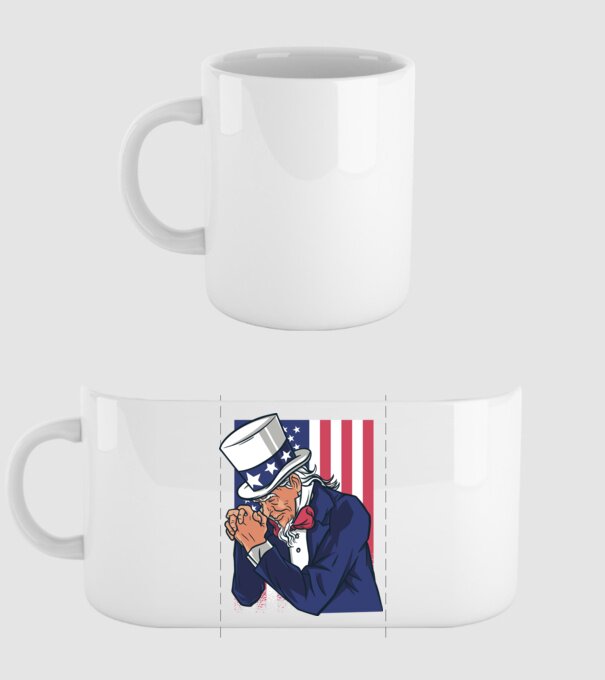 Uncle Sam se roagă model alb pe tricou