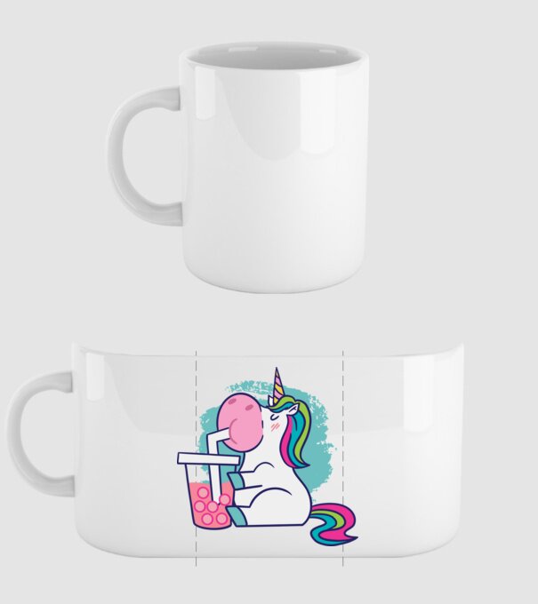 Unicorn Bubble Tea model alb pe tricou