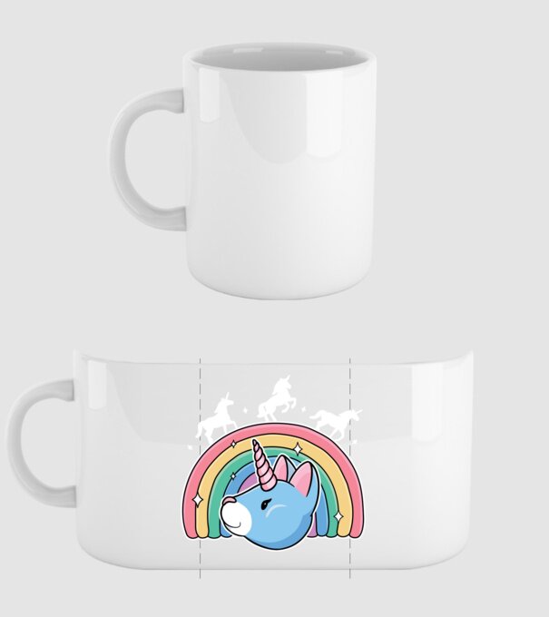 Pisică Unicorn model alb pe tricou