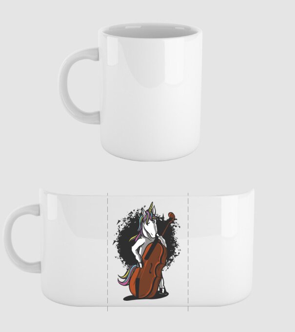 Unicorn cu violoncel model alb pe tricou