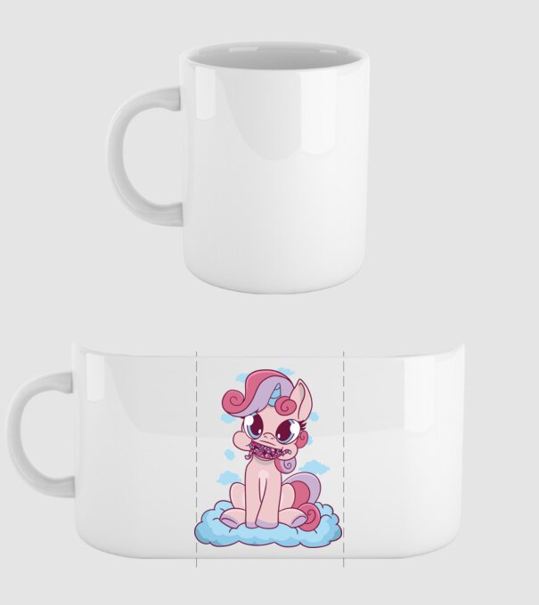 Unicorn cu bomboane model alb pe tricou
