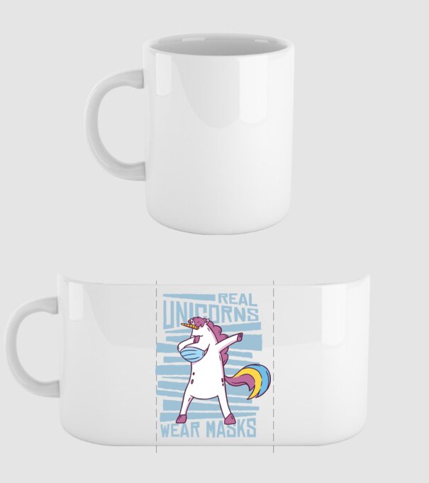 Unicorn DAB Mască model alb pe tricou
