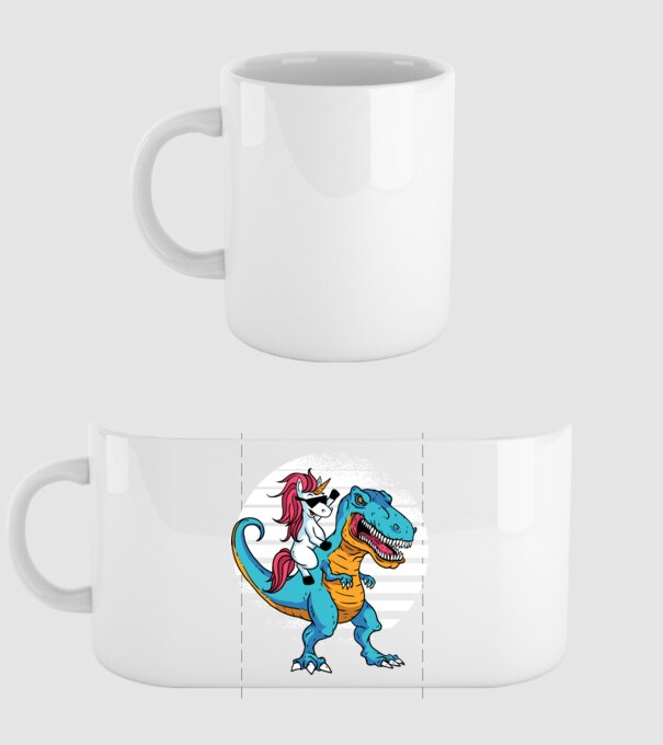 Unicorn cu dinozaur tricou amuzant model alb pe tricou