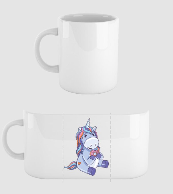 Unicorn cu gogoașă model alb pe tricou