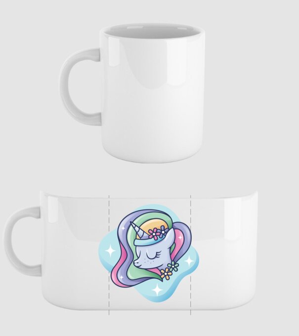Cap de unicorn model alb pe tricou