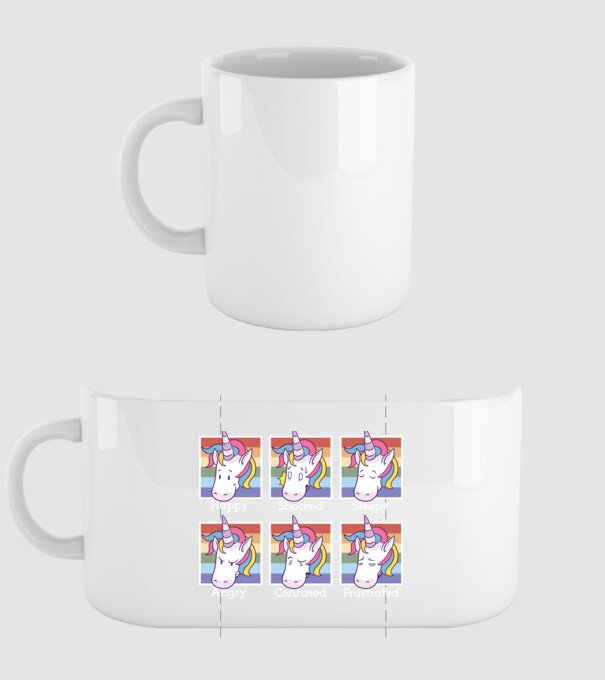 Capete de unicorn model alb pe tricou