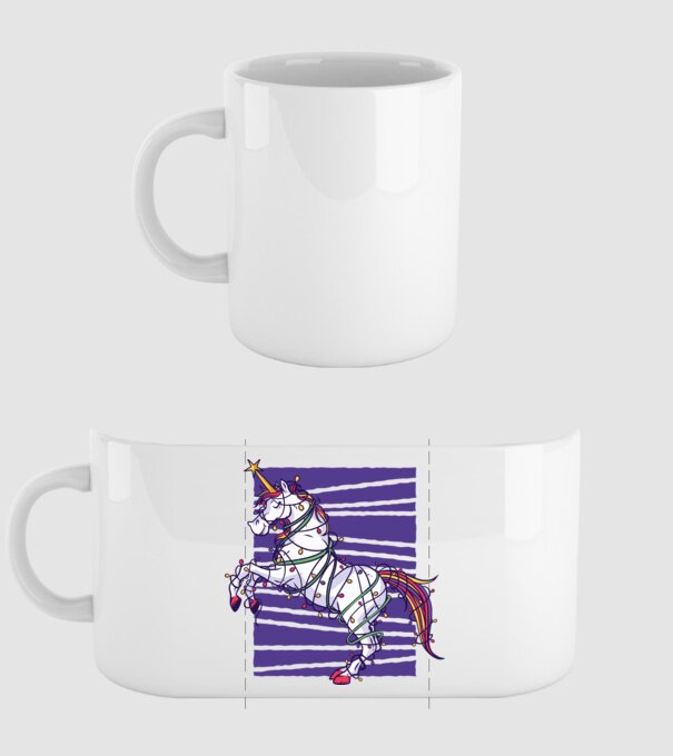 Unicorn pom de Crăciun model alb pe tricou