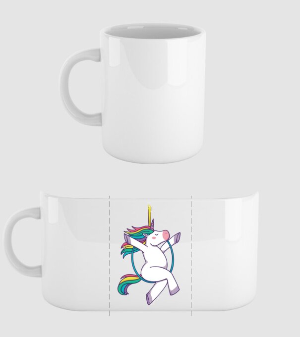 Unicorn pe cerc model alb pe tricou