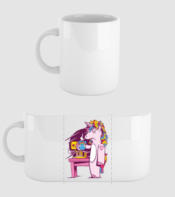 Unicorn Cafea model alb pe tricou