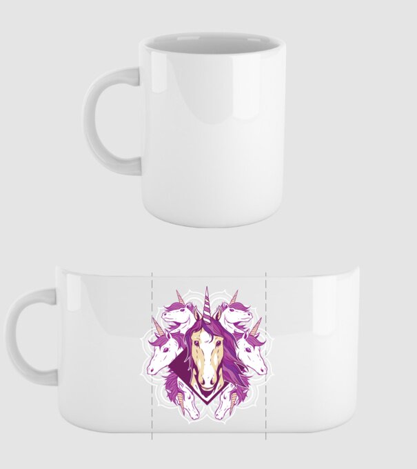 Unicorn Mandala model alb pe tricou