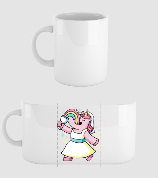 Unicorn Mireasă model alb pe tricou
