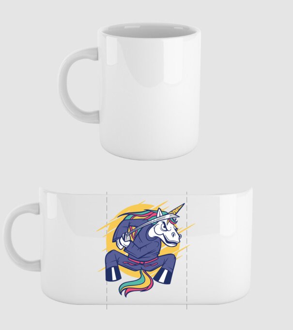 Unicorn Ninja model alb pe tricou