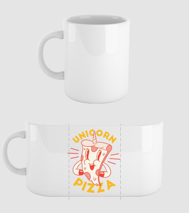 Unicorn Pizza model alb pe tricou