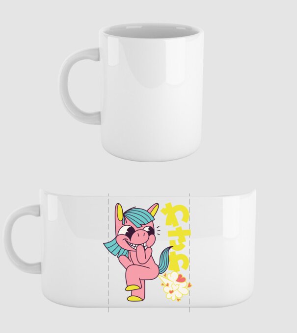 Bășică Unicorn model alb pe tricou