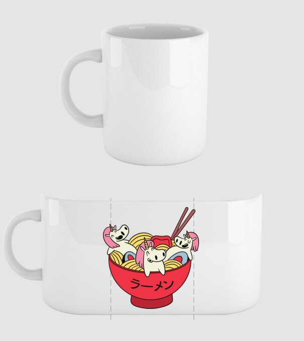 Unicorn Ramen model alb pe tricou