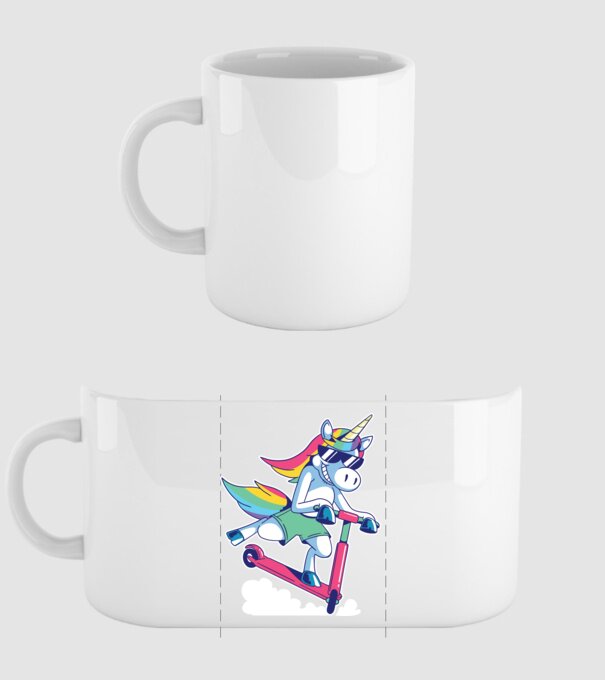 Unicorn cu trotinetă tricou amuzant model alb pe tricou