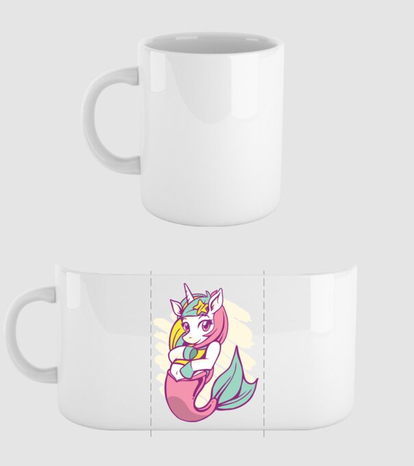 Unicorn Sirenă model alb pe tricou