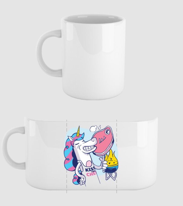 Unicorn Steak BBQ model alb pe tricou