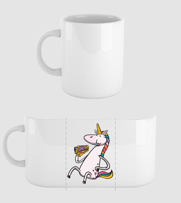 Unicorn cu prăjitură model alb pe tricou