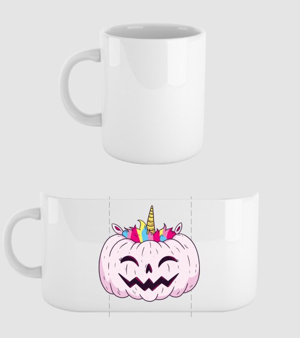 Unicorn Dovleac Halloween model alb pe tricou