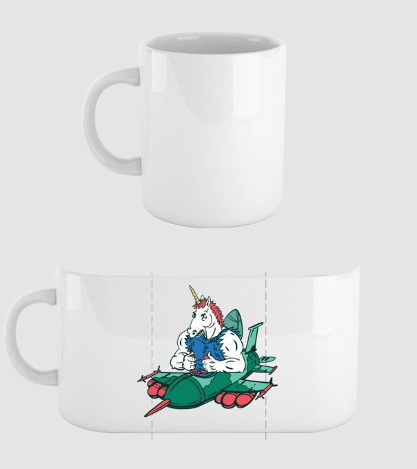 Unicorn Avion de vânătoare model alb pe tricou