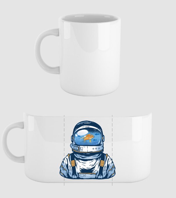 Peștișor auriu Astronaut model alb pe tricou