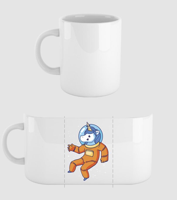 Unicorn Astronaut model alb pe tricou