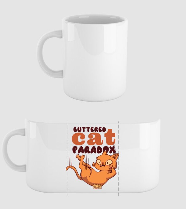 Paradox pisică cu unt model alb pe tricou