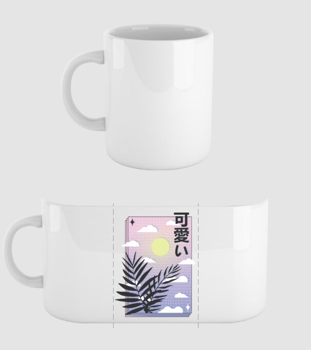 Vaporwave Val model alb pe tricou