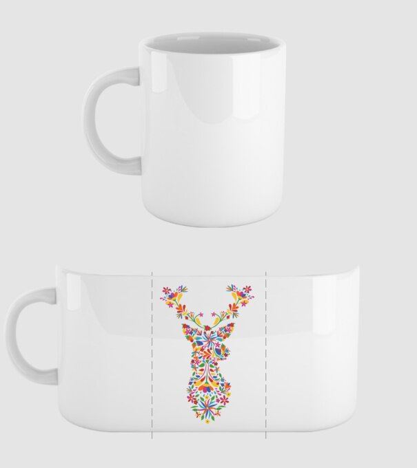 Cerb cu motive florale Floral model alb pe tricou