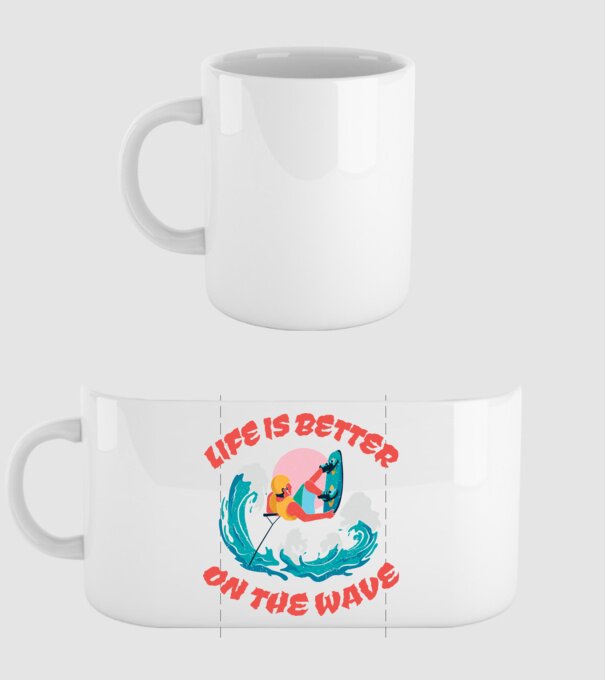 Wakeboard - Life is better on the wave model alb pe tricou