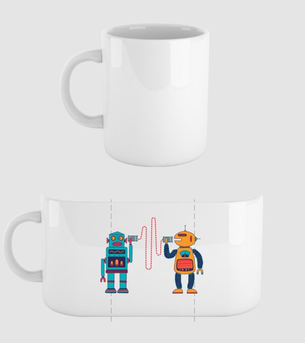 Walkie Talkie Robot model alb pe tricou