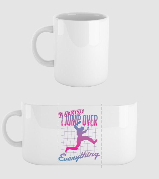 Warning I Jump over everything Parkour model alb pe tricou