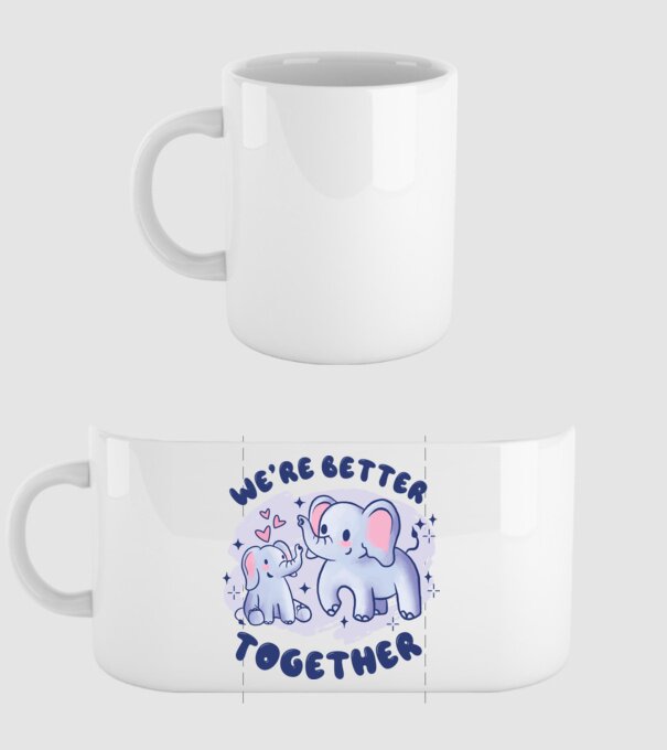 'We''re Better Together Elephant' model alb pe tricou
