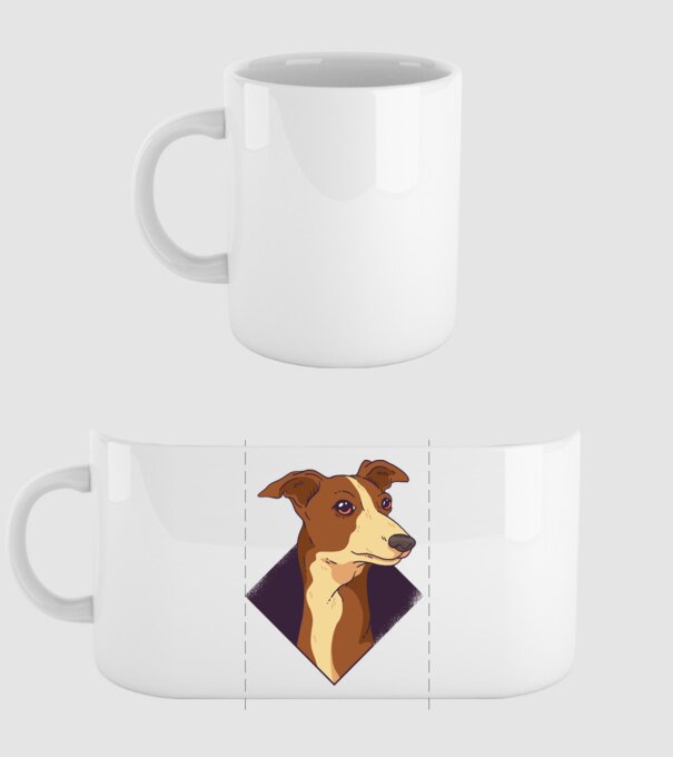 Cap câine Whippet model alb pe tricou