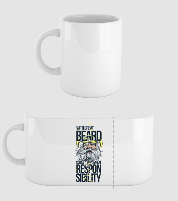 With great beard comes great responsibility model alb pe tricou