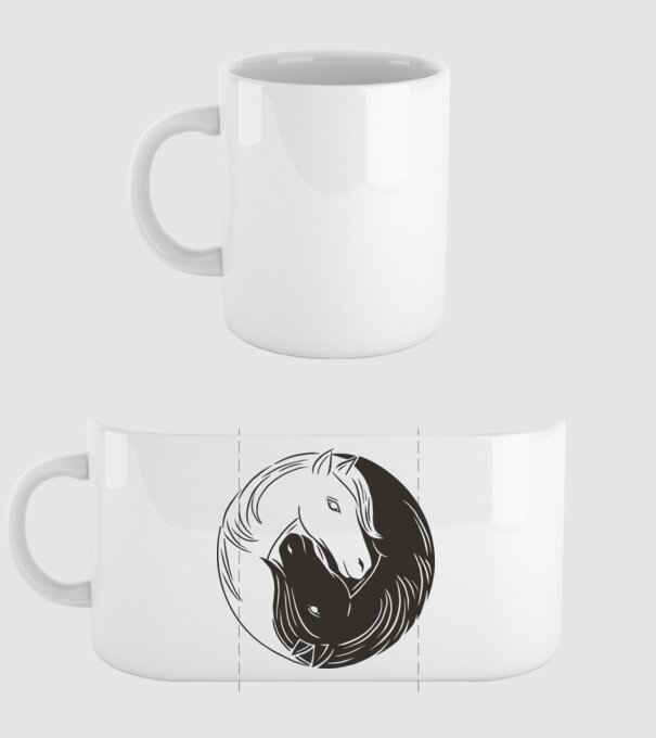 Călăreț Yin Yang model alb pe tricou