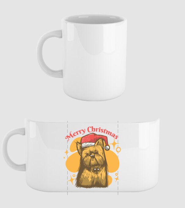 Crăciun Yorkie model alb pe tricou