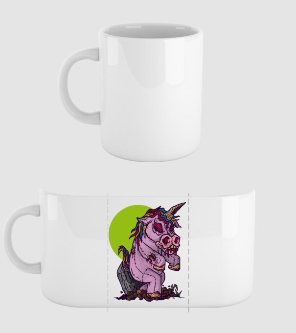Zombie unicorn model alb pe tricou